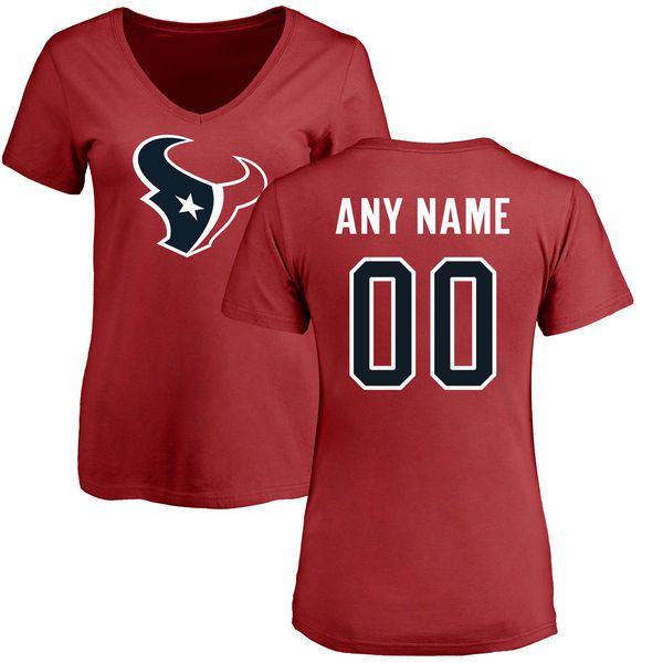 WoMen Houston Texans NFL Pro Line Red Personalized Name  Number Logo Slim Fit T-Shirt->->Sports Accessory